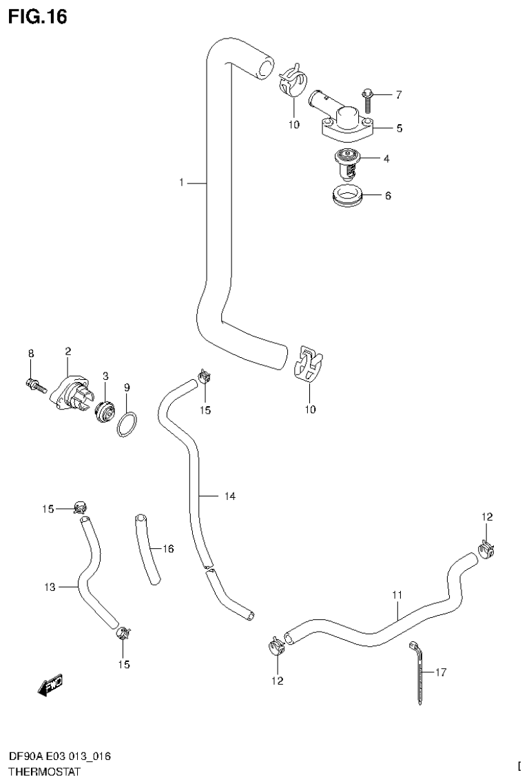 Suzuki DF80A, DF90A THERMOSTAT parts diagram